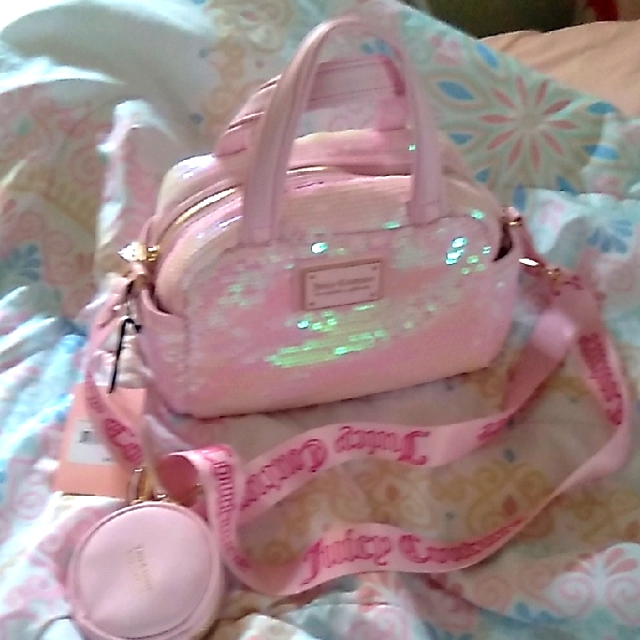 Pink Sequin Women's Bag Juicy Couture Light Pink Puffed Up Satchel